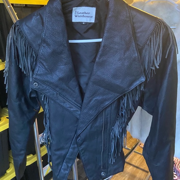 The Leather Warehouse Jackets & Blazers - Women's Black Fringe Leather Jacket